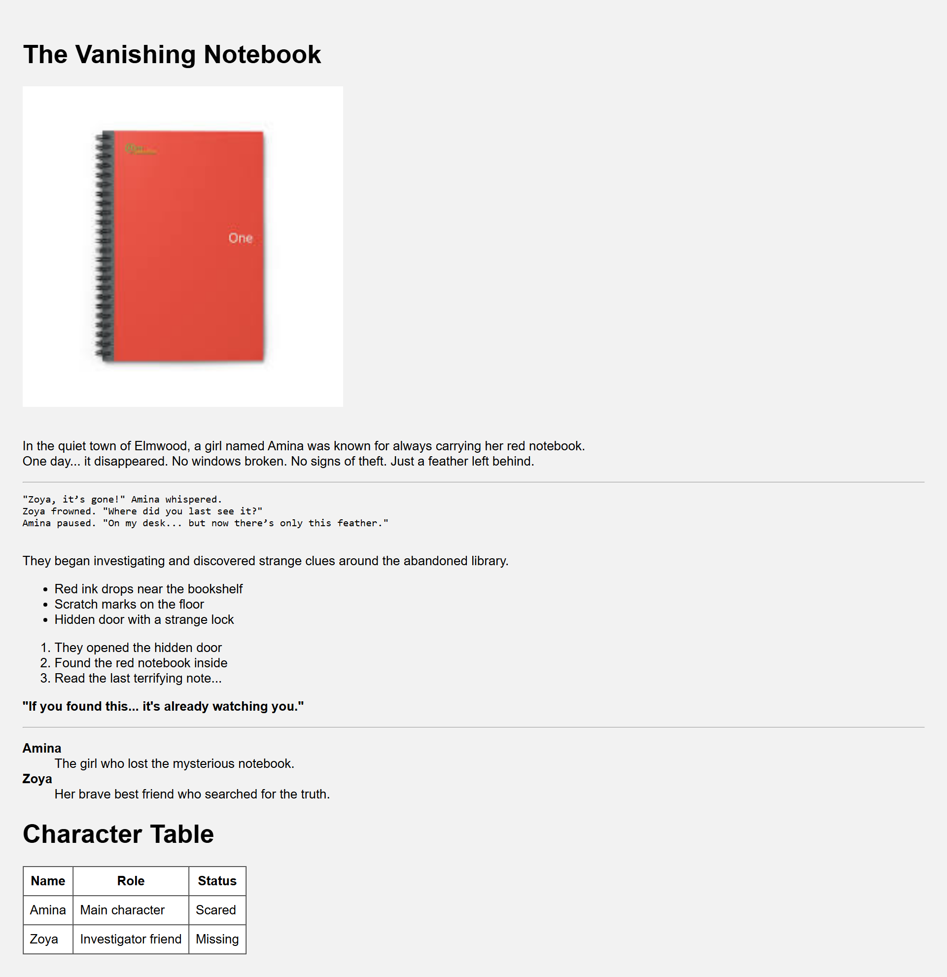 Vanishing Notebook